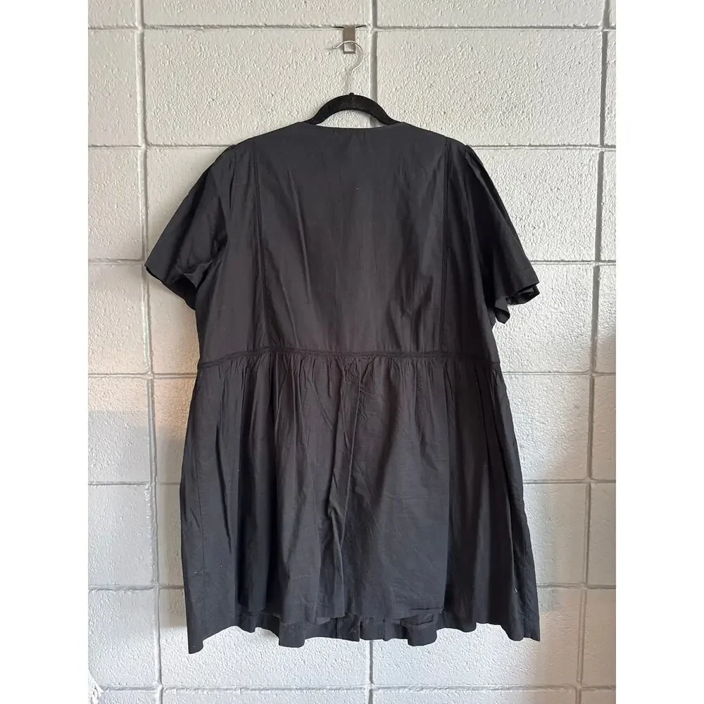 Madewell Lace Trim Pintuck Button Front Mini Dress Black size XXL in Black - Picture 4 of 5